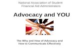 National Association of Student Financial Aid Administrators Advocacy and YOU The Why and How of Advocacy and How to Communicate Effectively.