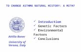TO CHANGE ASTHMA NATURAL HISTORY: A MITH? Introduction Genetic Factors Environmental Factors Conclusions University of Verona, Italy Attilio Boner.