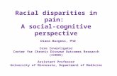 Racial disparities in pain: A social-cognitive perspective Diana Burgess, PhD Core Investigator Center for Chronic Disease Outcomes Research (CCDOR) Assistant.
