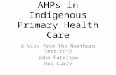 AHPs in Indigenous Primary Health Care A View from the Northern Territory John Paterson Rob Curry.