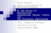 Lesson 1 On the Notion of Neoclassical Equilibrium: Walras, Pareto and the Stationary Equilibrium Approach Ph.D. Program in Economics University of York.