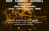 AER Summer School Östersund Jämtland,Sweden 24th -30th August 2008 Best practice exchange: Youth participation in the formation of regional entrepreneurship.