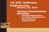 CS 325: Software Engineering January 22, 2015 Software Requirements Elicitation Eliciting Requirements Functional Requirements Non-Functional Requirements.