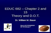 EDUC 682 – Chapter 2 and 15 Theory and D.O.T. Dr. William M. Bauer Way to GO PIONEERS!!! MC 40 Dubuque 7.