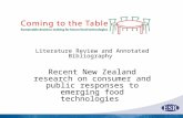 Literature Review and Annotated Bibliography Recent New Zealand research on consumer and public responses to emerging food technologies.