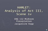 HAMLET: Analysis of Act III, Scene iv ENG 112 Midterm Presentation Jacqueline Kopp.