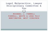M ICHAEL J. F ARRELL F ARRELL, W HITE & L EGG PLLC H UNTINGTON, W EST V IRGINIA Legal Malpractice, Lawyer Disciplinary Committee & You.