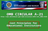 OMB CIRCULAR A-21  Cost Principles for Educational Institutions OMB CIRCULAR A-21 .