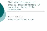 The significance of social relationships in managing later life widowhood Tracy Collins T.Collins@salford.ac.uk.