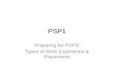 PSP1 Preparing for PSP3: Types of Work Experience & Placements.