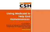 Using Medicaid to Help End Homelessness Carol Wilkins Director of Intergovernmental Policy Corporation for Supportive Housing July 17, 2006 .