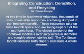 Integrating Construction, Demolition, and Recycling By: Brooke Morgan At this time in Northwest Arkansas, thousands of tons of valuable resources are being.