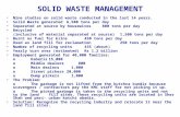 SOLID WASTE MANAGEMENT Nine studies on solid waste conducted in the last 14 years. Solid Waste generated6,500 tons per day Separated at source by housewives800.