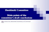 Sheshinski Committee Main points of the committee’s draft conclusions Click here for attached Summary of Conclusions.