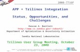 Page 1 APP + Trilinos Integration Status, Opportunities, and Challenges Roscoe A. Bartlett rabartl/ Department of Optimization.
