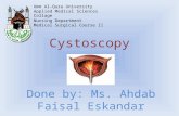 Cystoscopy Done by: Ms. Ahdab Faisal Eskandar Umm Al-Qura University Applied Medical Sciences Collage Nursing Department Medical Surgical Course II.