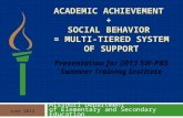 ACADEMIC ACHIEVEMENT + SOCIAL BEHAVIOR = MULTI-TIERED SYSTEM OF SUPPORT Missouri Department of Elementary and Secondary Education June 2013 Presentation.