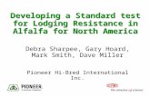 Developing a Standard test for Lodging Resistance in Alfalfa for North America Debra Sharpee, Gary Hoard, Mark Smith, Dave Miller Pioneer Hi-Bred International.