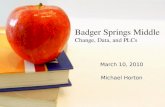 March 10, 2010 Michael Horton Badger Springs Middle Change, Data, and PLCs.