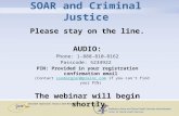 SOAR and Criminal Justice Please stay on the line. AUDIO: Phone: 1-888-810-8162 Passcode: 5234922 PIN: Provided in your registration confirmation email.