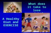 What does it take to lose weight? A Healthy Diet and EXERCISE.