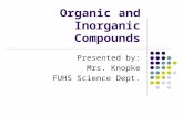 Organic and Inorganic Compounds Presented by: Mrs. Knopke FUHS Science Dept.
