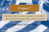 Individual Income Taxes C7-1 Chapter 7 Deductions and Losses: Certain Business Expenses and Losses Copyright ©2009 Cengage Learning Individual Income Taxes.