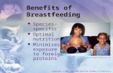 Benefits of Breastfeeding  Species- specific  Optimal nutrition  Minimizes exposure to foreign proteins Copyright © 2003, Rev 2005 American Academy.