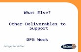 What Else? Other Deliverables to Support DFG Work.