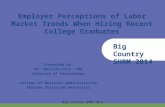 Employer Perceptions of Labor Market Trends When Hiring Recent College Graduates Presented by: Dr. Malcolm Coco, PHR Director of Internships College of.