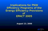 Northwest Power and Conservation Council Implications for PNW Efficiency Programs of the Energy Efficiency Provisions of EPACT 2005 August 23, 2006.