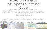 Five Attempts at Spatializing Code Gina Venolia – Senior Researcher With Rob DeLine, Mary Czerwinski, Brian Meyers, Steve Drucker, George Robertson, Mauro.