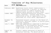 Timeline of Key Milestones and Dates DateKey Milestone February 2007Washtenaw County Drain Commissioner’s Office authorizes a project to identify opportunities.