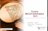 State Whistleblower Act Heather Lopez Director, Internal Audit Revised October 2014.