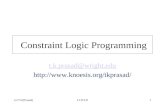 Cs774 (Prasad)L12CLP1 Constraint Logic Programming t.k.prasad@wright.edu