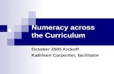 Numeracy across the Curriculum October 2005 Kickoff Kathleen Carpenter, facilitator.