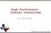 High Performance Schools Consortium An Overview. The Consortium Established by 82 nd Legislature, Senate Bill 1557 Methods for transforming public schools.