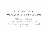 Student Loan Repayment Strategies William Kahler Director of Financial Aid California Western School of Law.
