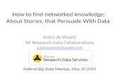 How to find networked knowledge: About Stories, that Persuade With Data Anita de Waard VP Research Data Collaborations a.dewaard@elsevier.com a.dewaard@elsevier.com.