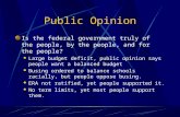 Public Opinion Is the federal government truly of the people, by the people, and for the people? Large budget deficit, public opinion says people want.