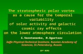 23 rd ECRS The stratospheric polar vortex as a cause for the temporal variability of solar activity and galactic cosmic ray effects on the lower atmosphere.