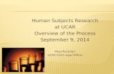 Human Subjects Research at UCAR Overview of the Process September 9, 2014 Meg McClellan UCAR Chief Legal Officer.