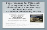 Dose-response for Mitomycin-C in prevention of haze in photorefractive keratectomy for high myopia: Six month preliminary results CDR Elizabeth M. Hofmeister,