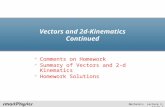 Mechanics Lecture 2, Slide 1 Vectors and 2d-Kinematics Continued Comments on Homework Summary of Vectors and 2-d Kinematics Homework Solutions.