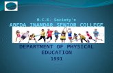 DEPARTMENT OF PHYSICAL EDUCATION 1991. FACULTY PROFILE TEACHING STAFF SR.NONAME & DESIGNATIONQUALIFICATION 1Dr. Sangeeta Wakchaure HOD Director of Physical.