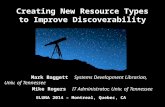 Creating New Resource Types to Improve Discoverability Mark Baggett Systems Development Librarian, Univ. of Tennessee Mike Rogers IT Administrator, Univ.