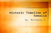 Historic Timeline of Somalia By: Michaela C.. Historic Backround The Somali are ancient people, indigenous to the Horn of Africa. They came to the stage.