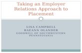 LISA CAMPBELL RAEANN OLANDER GOODWILL OF SOUTHWESTERN PENNSYLVANIA Taking an Employer Relations Approach to Placement.