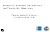 Probability Distribution of Conductance and Transmission Eigenvalues Zhou Shi and Azriel Z. Genack Queens College of CUNY.