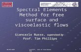 08/05/2007 Cardiff, End of Year Workshop 1 Spectral Elements Method for free surface and viscoelastic flows Giancarlo Russo, supervised by Prof. Tim Phillips.